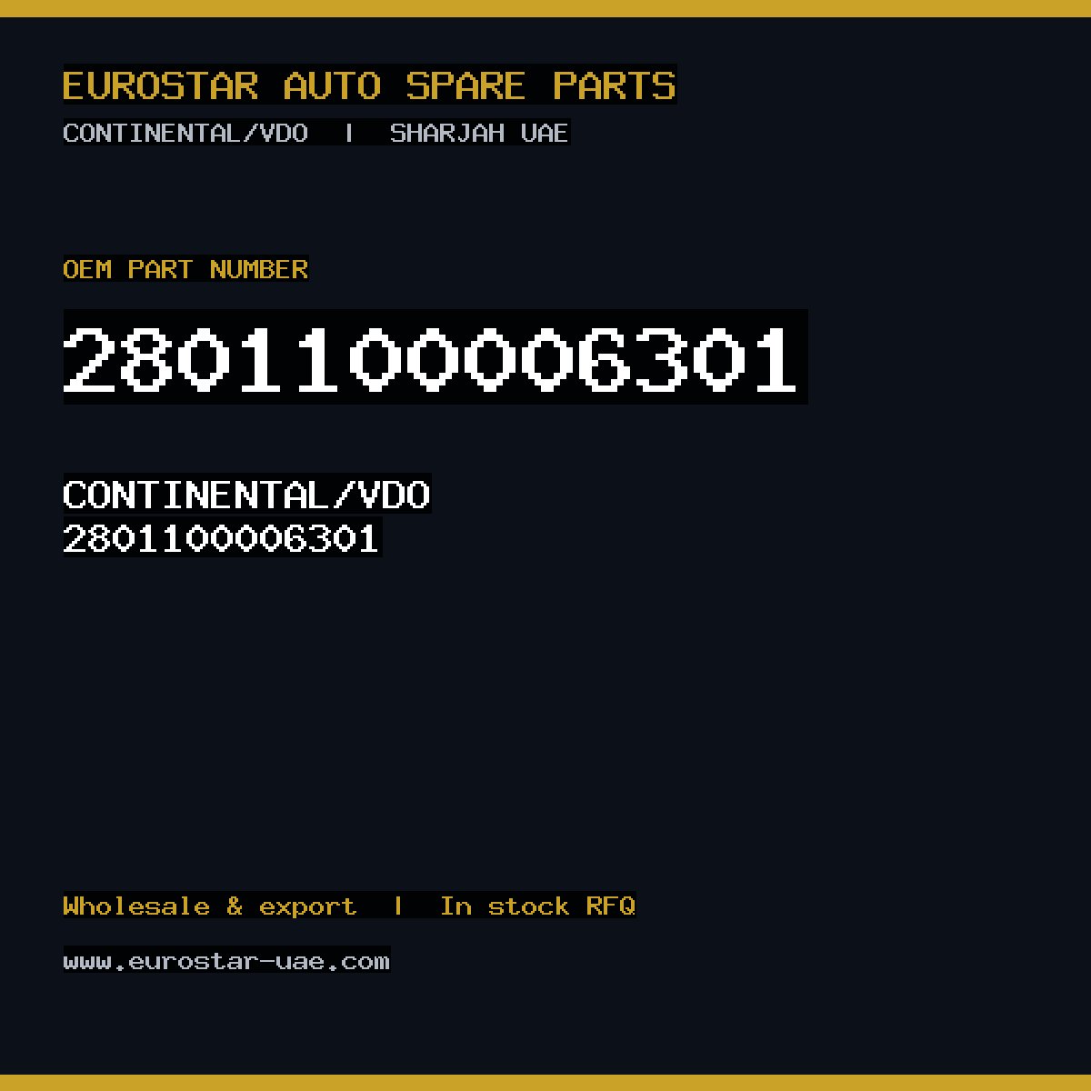 2801100006301 — CONTINENTAL/VDO 2801100006301