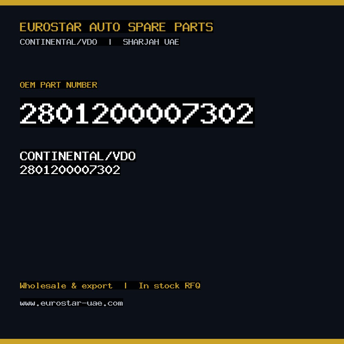 2801200007302 — CONTINENTAL/VDO 2801200007302