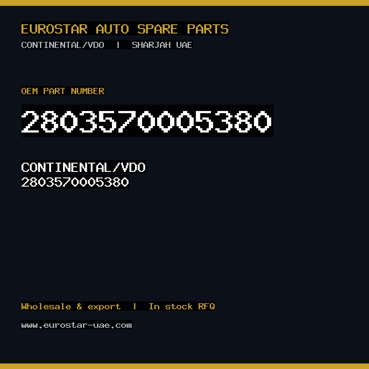 2803570005380 — CONTINENTAL/VDO 2803570005380