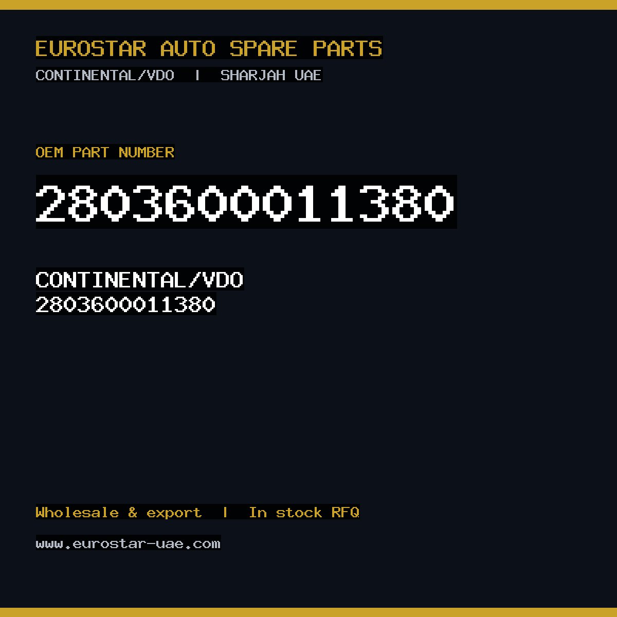 2803600011380 — CONTINENTAL/VDO 2803600011380