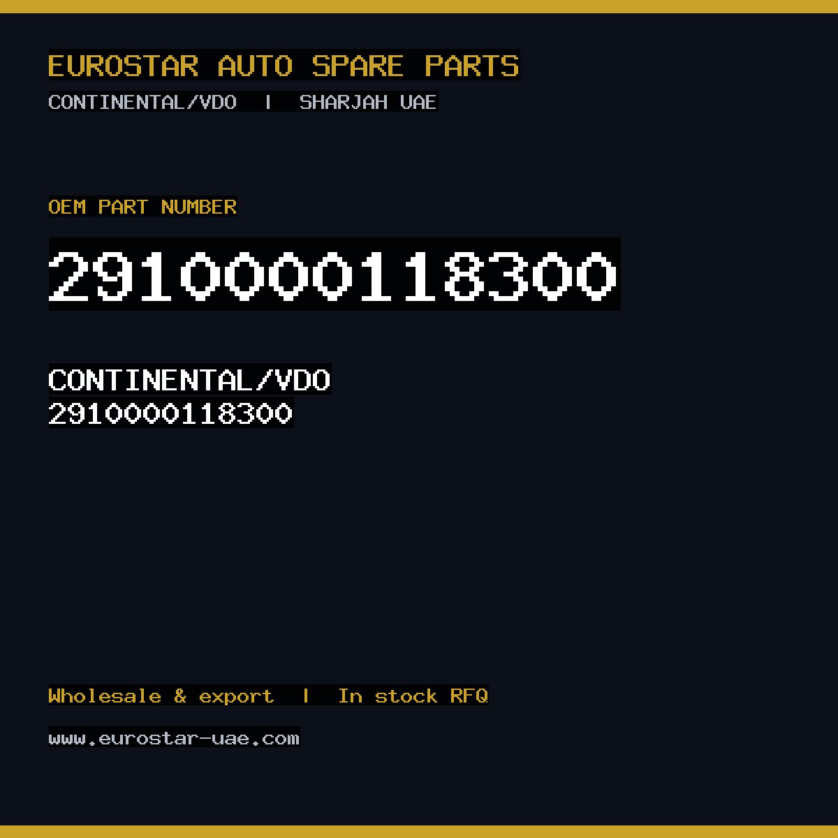 2910000118300 — CONTINENTAL/VDO 2910000118300