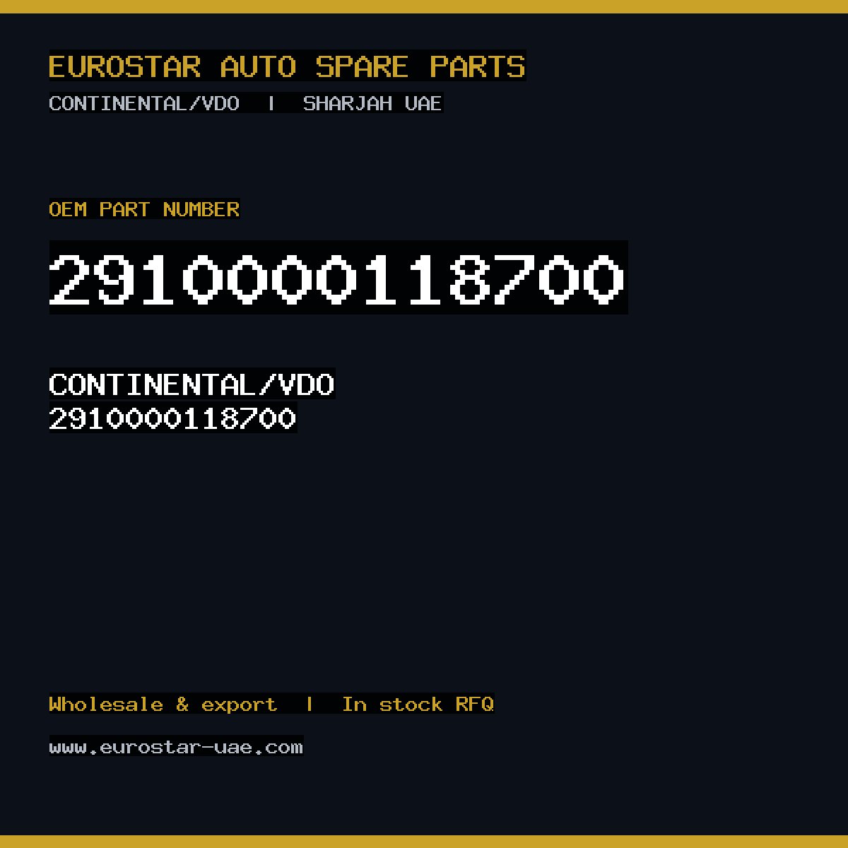 2910000118700 — CONTINENTAL/VDO 2910000118700