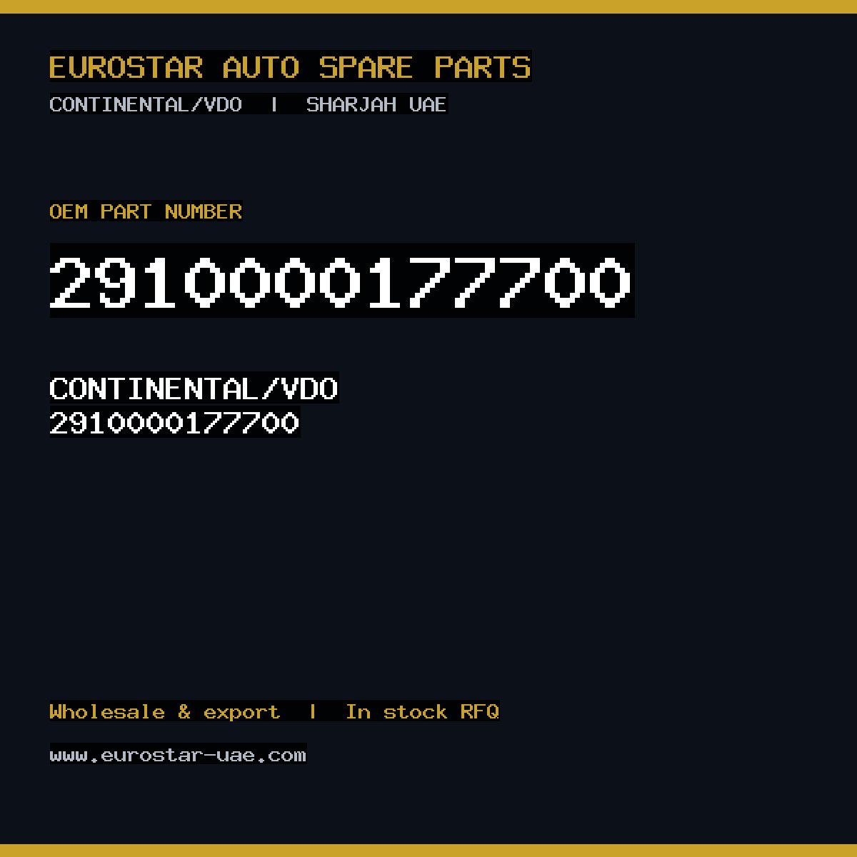 2910000177700 — CONTINENTAL/VDO 2910000177700