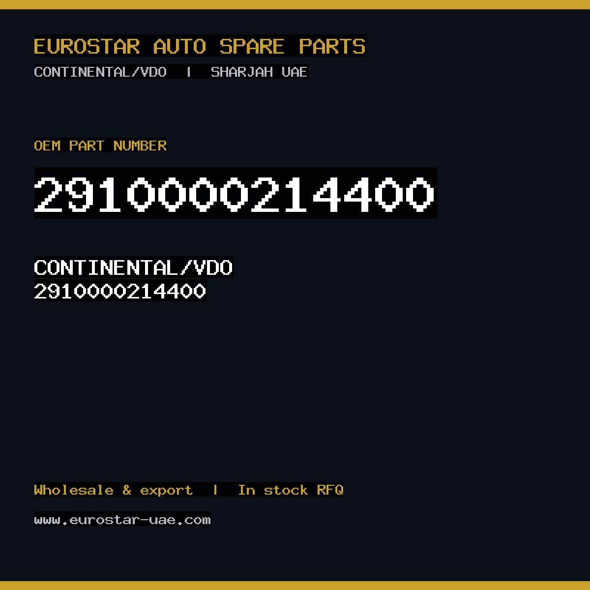 2910000214400 — CONTINENTAL/VDO 2910000214400