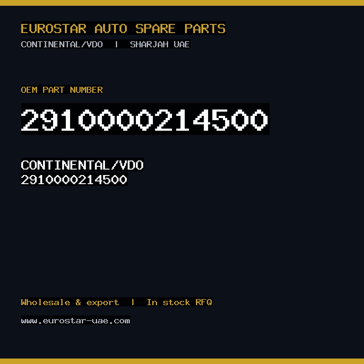 2910000214500 — CONTINENTAL/VDO 2910000214500