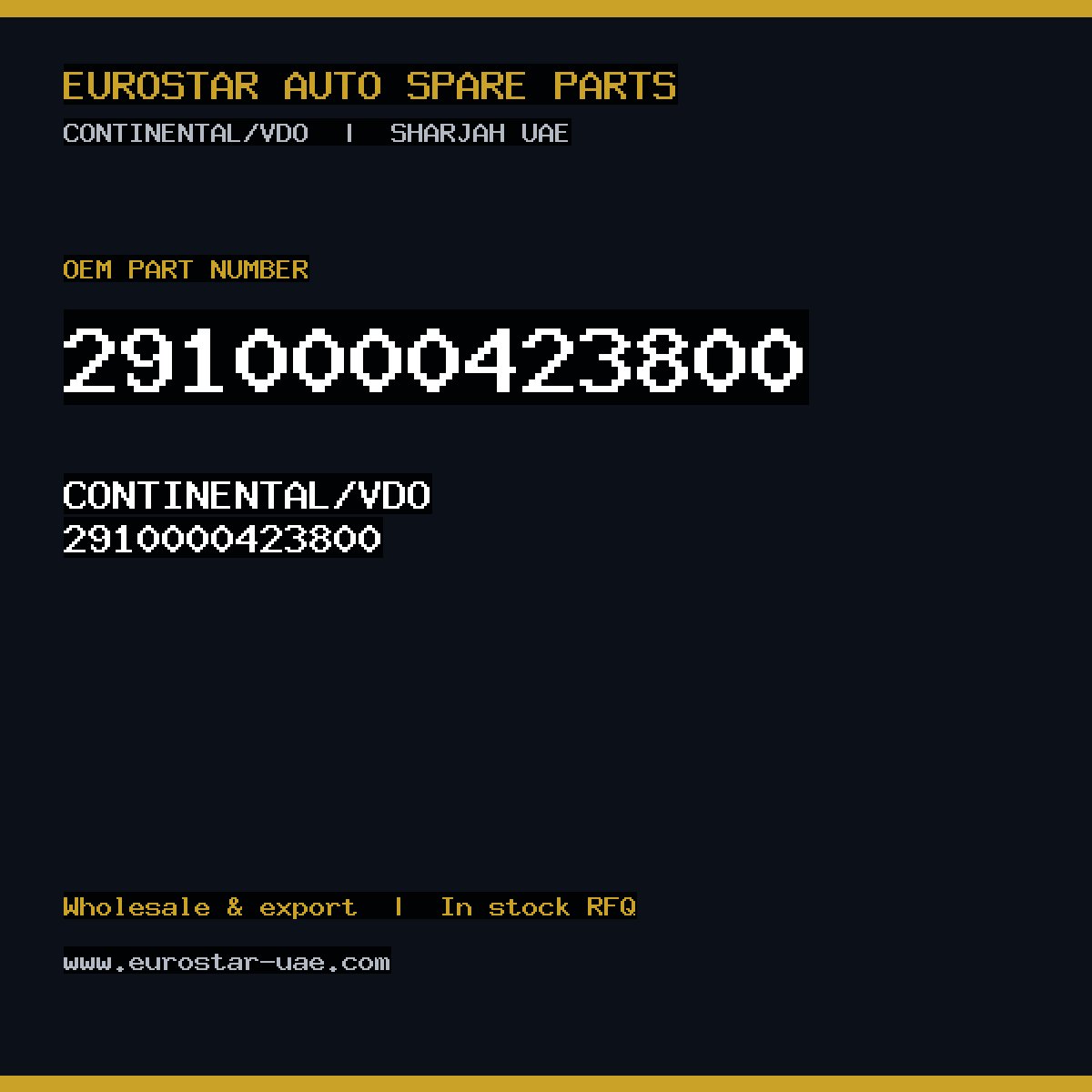 2910000423800 — CONTINENTAL/VDO 2910000423800