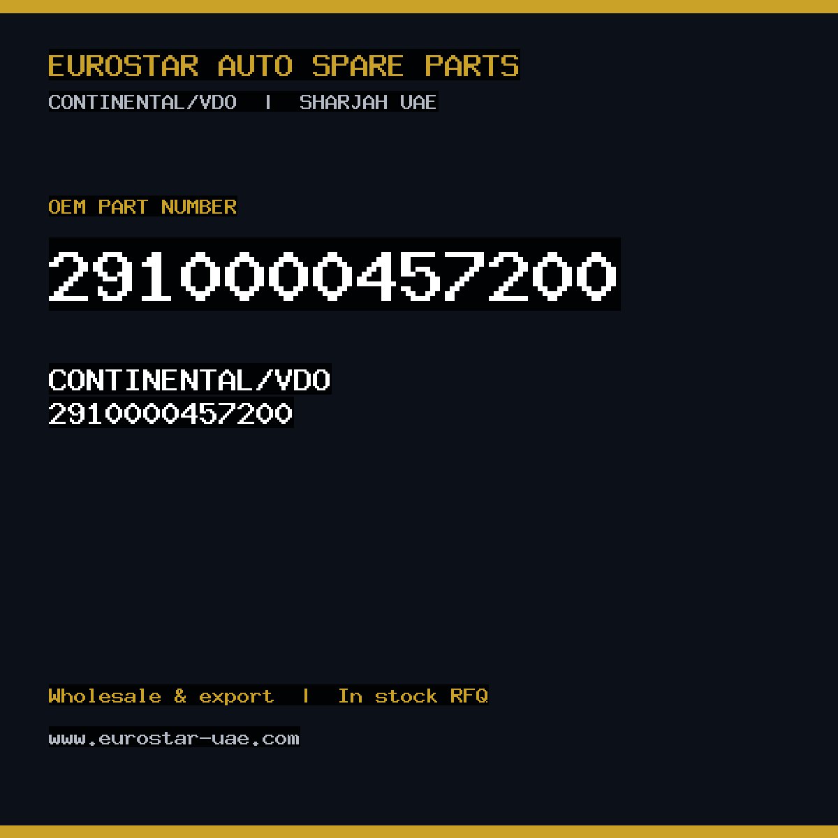 2910000457200 — CONTINENTAL/VDO 2910000457200