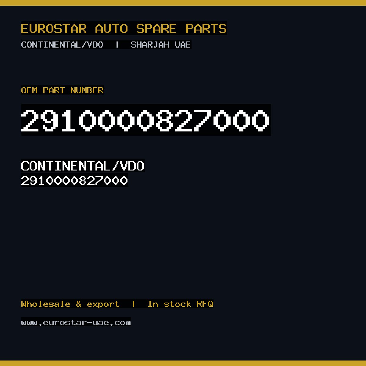 2910000827000 — CONTINENTAL/VDO 2910000827000