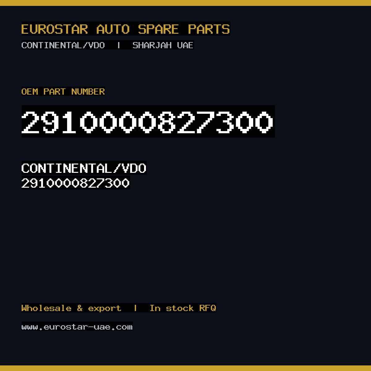 2910000827300 — CONTINENTAL/VDO 2910000827300