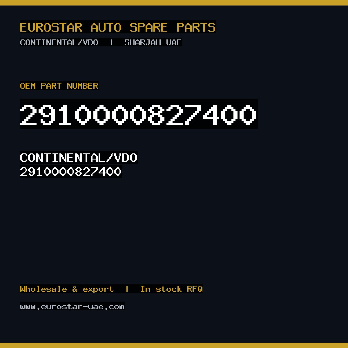 2910000827400 — CONTINENTAL/VDO 2910000827400