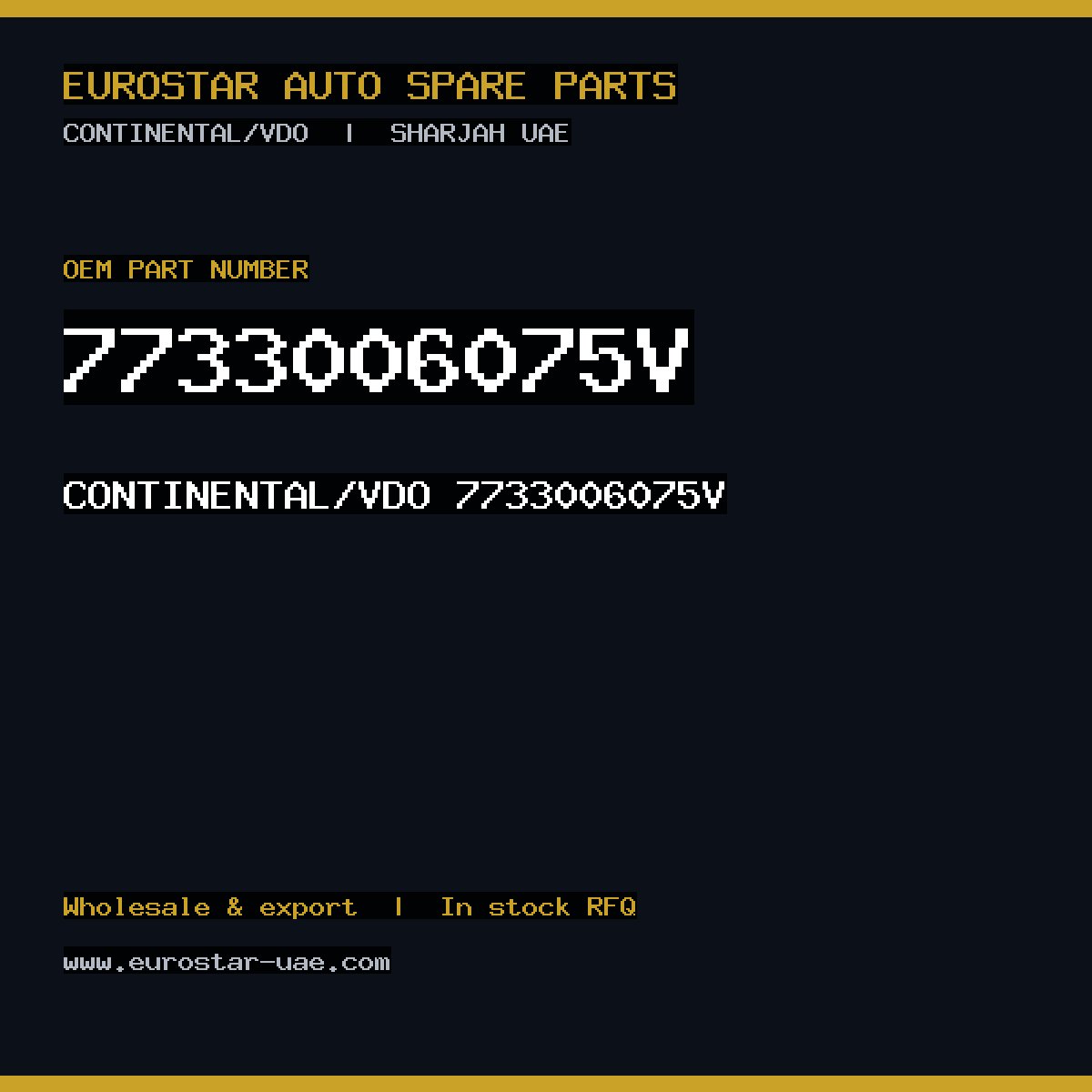 7733006075V — CONTINENTAL/VDO 7733006075V