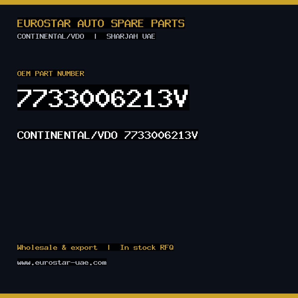 7733006213V — CONTINENTAL/VDO 7733006213V