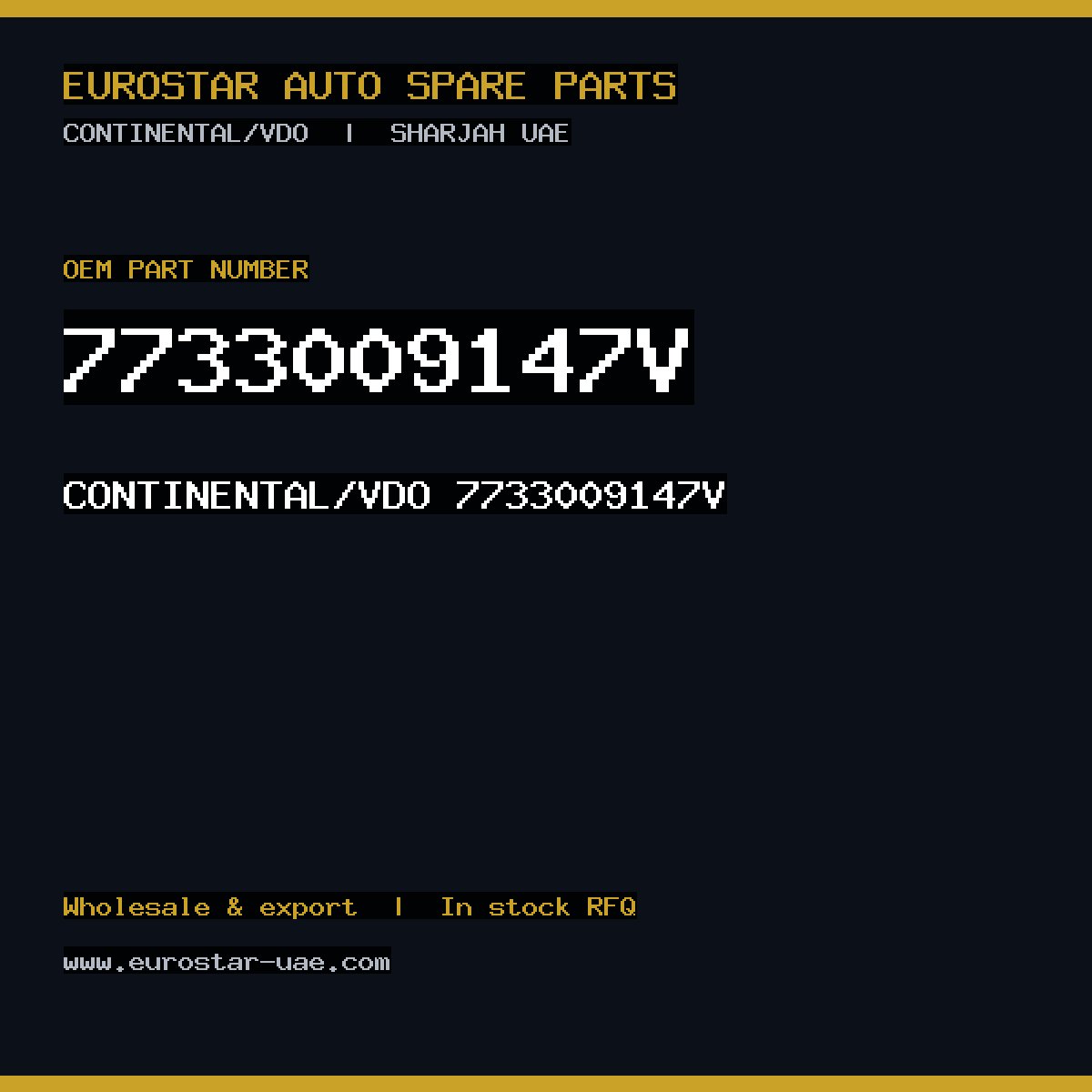 7733009147V — CONTINENTAL/VDO 7733009147V
