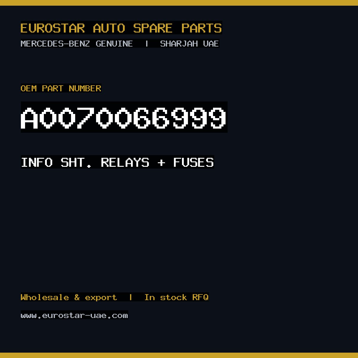 Mercedes-Benz Genuine A0070066999