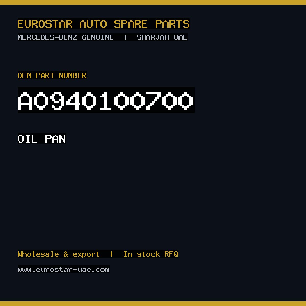 Mercedes-Benz Genuine A0940100700