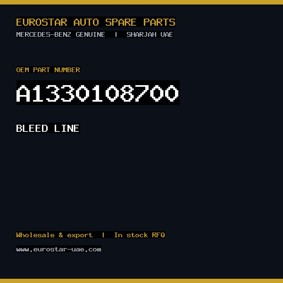Mercedes-Benz Genuine BLEED LINE A1330108700