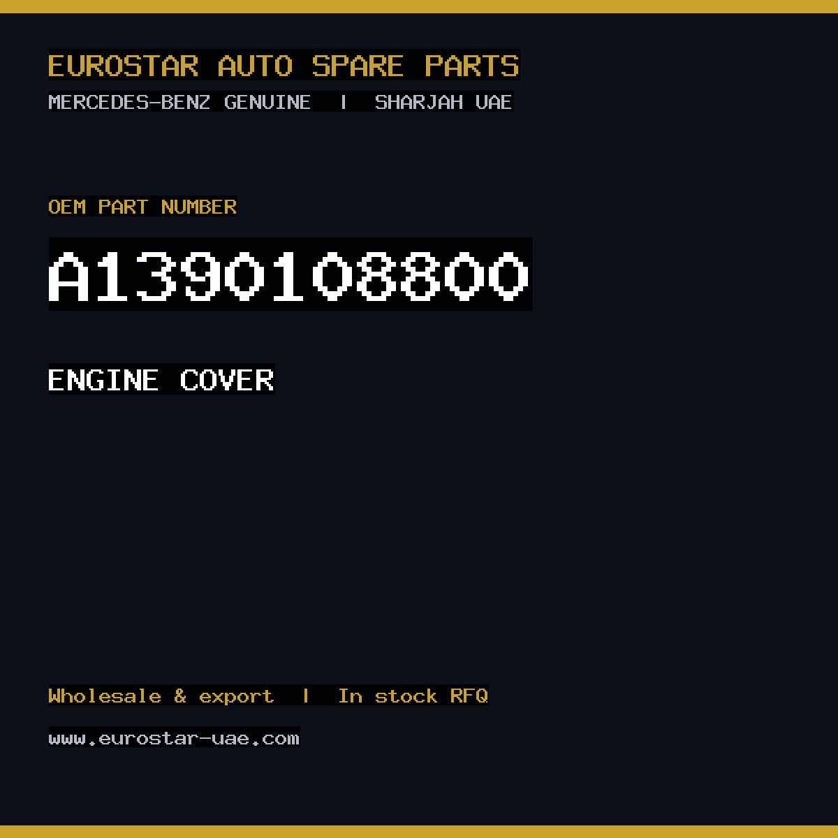 Mercedes-Benz Genuine ENGINE COVER A1390108800