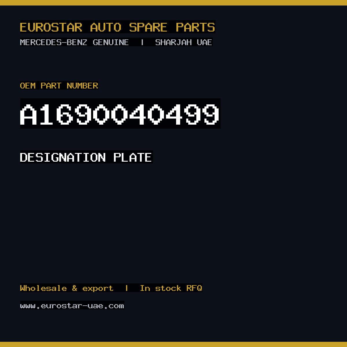 Mercedes-Benz Genuine DESIGNATION PLATE A1690040499