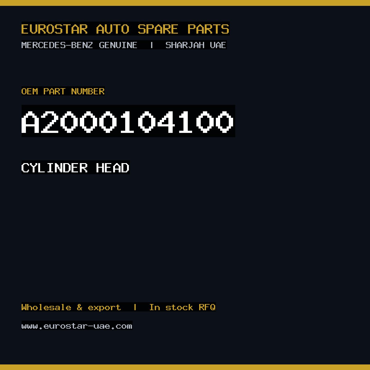 Mercedes-Benz Genuine CYLINDER HEAD A2000104100