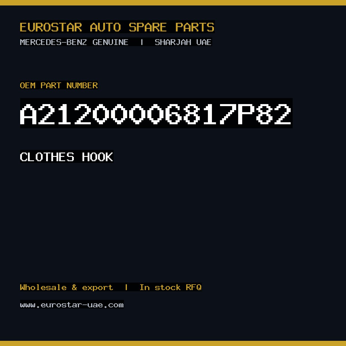 Mercedes-Benz Genuine CLOTHES HOOK A21200006817P82