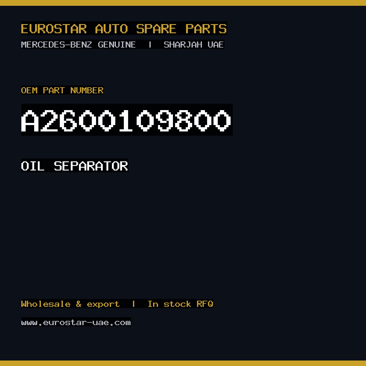 Mercedes-Benz Genuine OIL SEPARATOR A2600109800