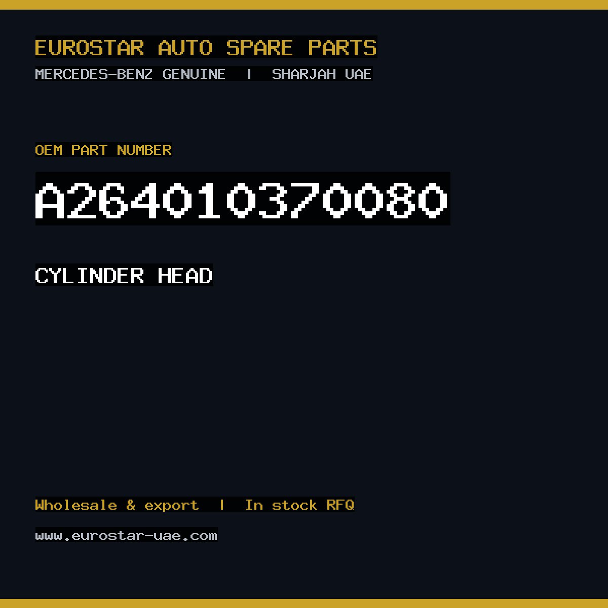 Mercedes-Benz Genuine CYLINDER HEAD A264010370080