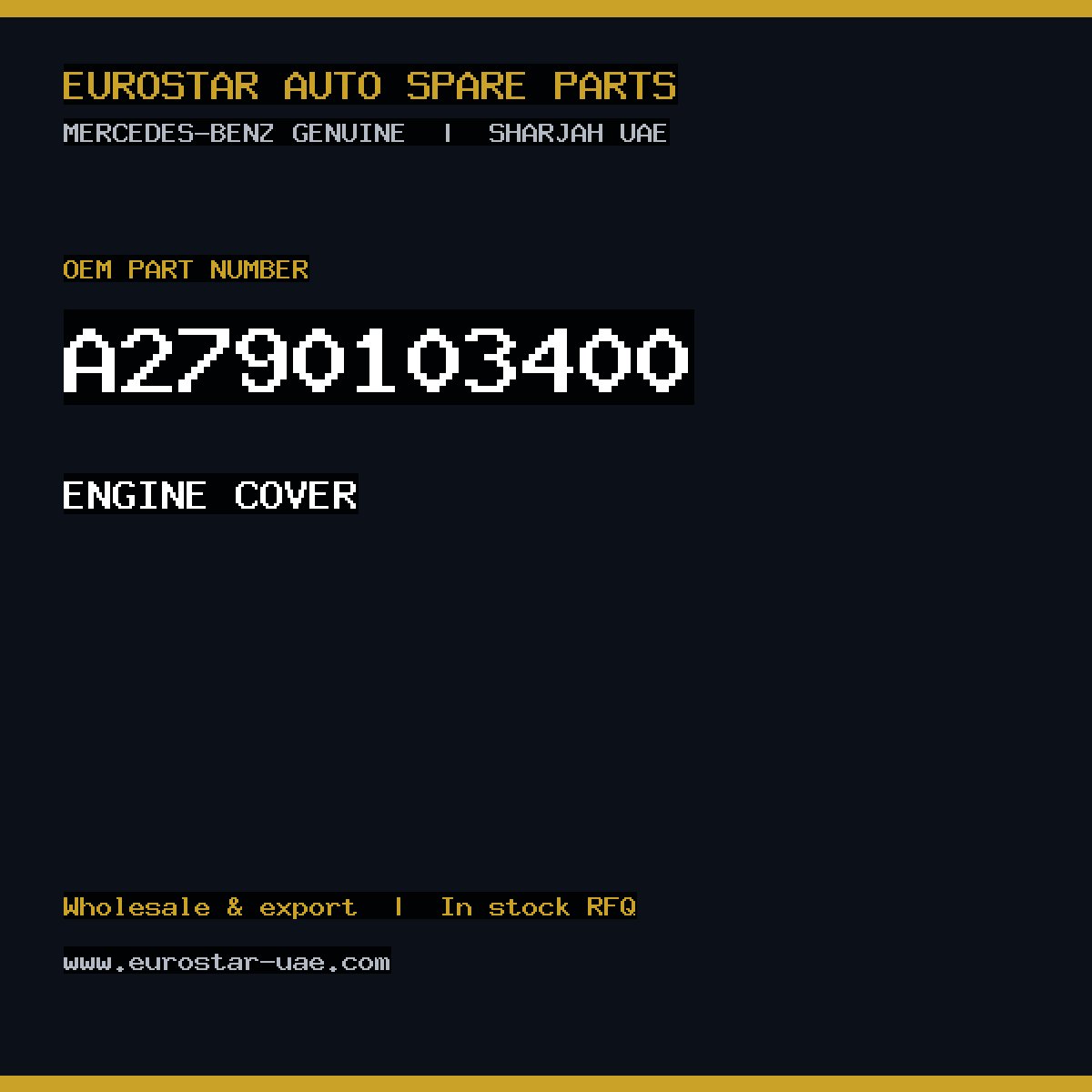 Mercedes-Benz Genuine ENGINE COVER A2790103400