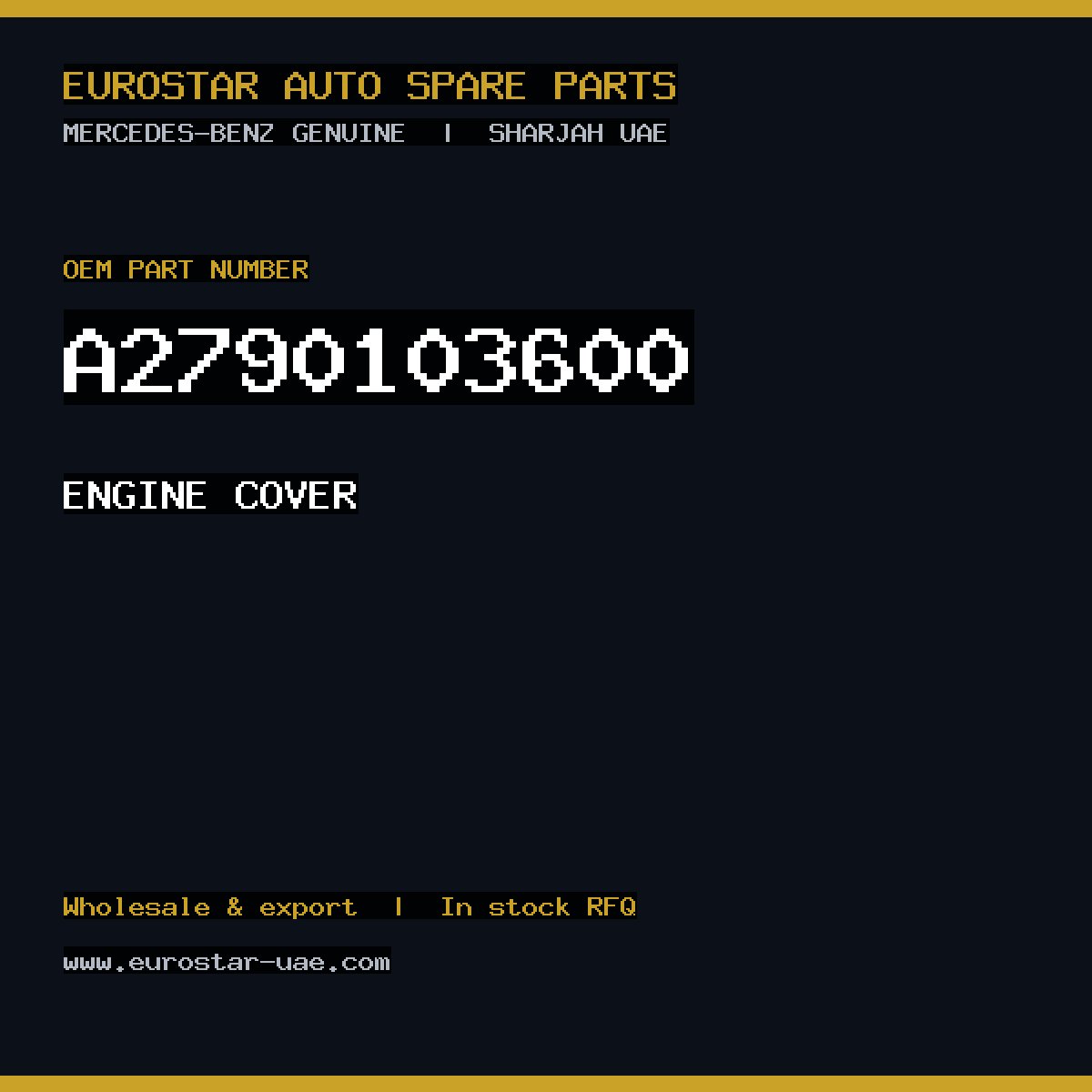 Mercedes-Benz Genuine ENGINE COVER A2790103600