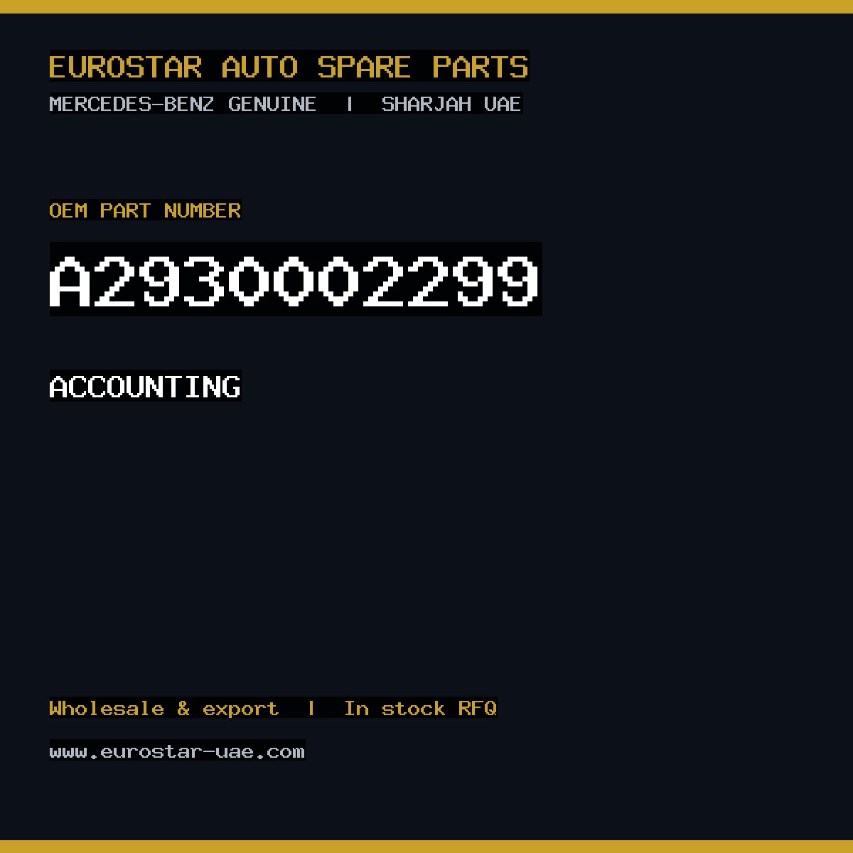 Mercedes-Benz Genuine ACCOUNTING A2930002299