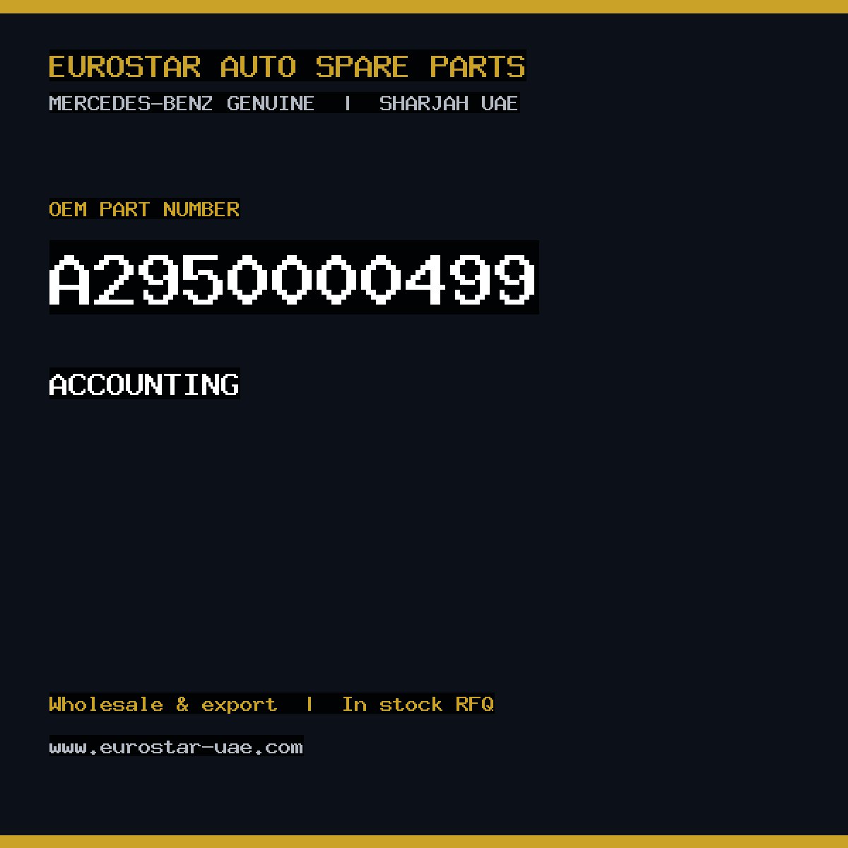 Mercedes-Benz Genuine ACCOUNTING A2950000499