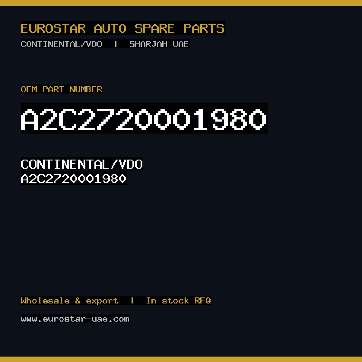A2C2720001980 — CONTINENTAL/VDO A2C2720001980