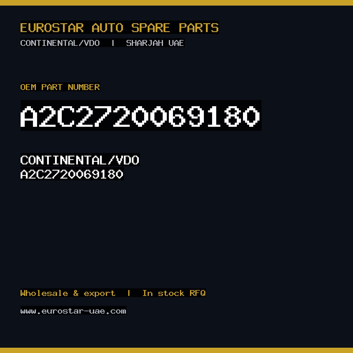 A2C2720069180 — CONTINENTAL/VDO A2C2720069180