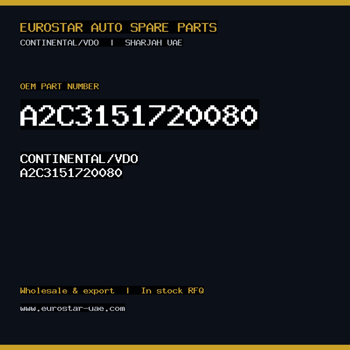 A2C3151720080 — CONTINENTAL/VDO A2C3151720080