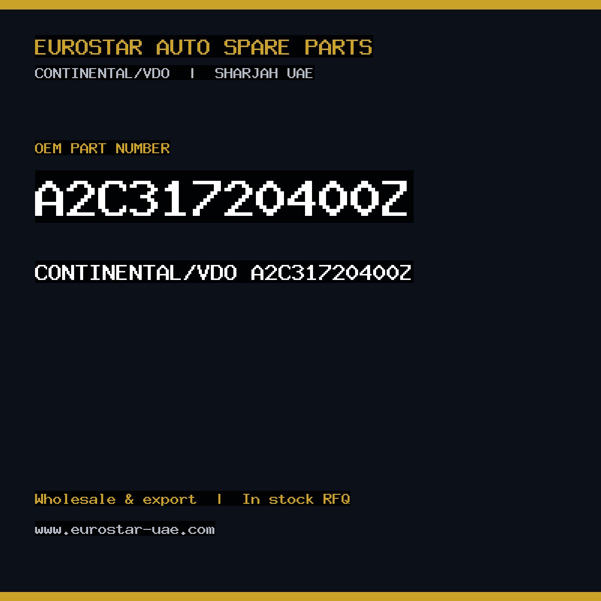 A2C31720400Z — CONTINENTAL/VDO A2C31720400Z