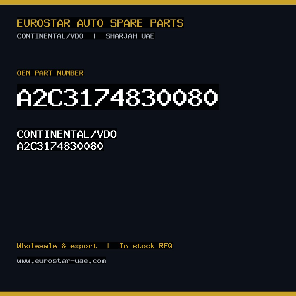 A2C3174830080 — CONTINENTAL/VDO A2C3174830080