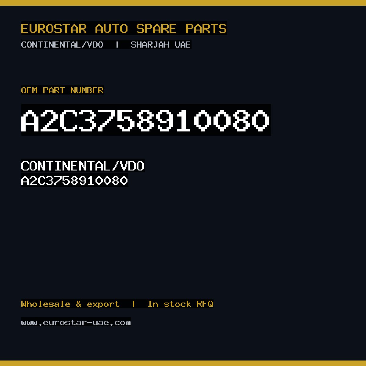 A2C3758910080 — CONTINENTAL/VDO A2C3758910080