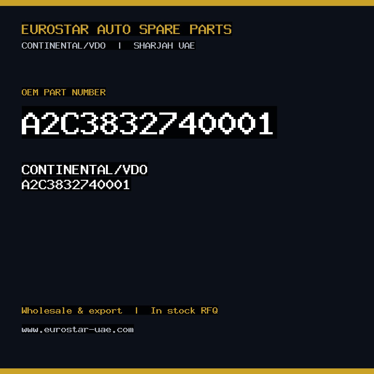 A2C3832740001 — CONTINENTAL/VDO A2C3832740001