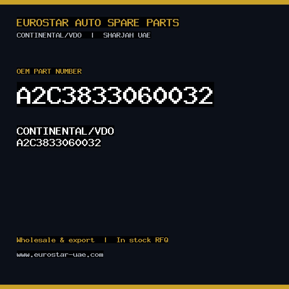 A2C3833060032 — CONTINENTAL/VDO A2C3833060032