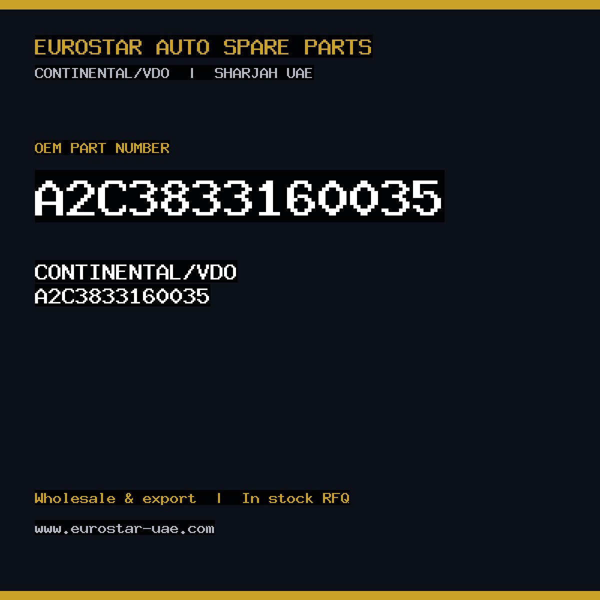 A2C3833160035 — CONTINENTAL/VDO A2C3833160035
