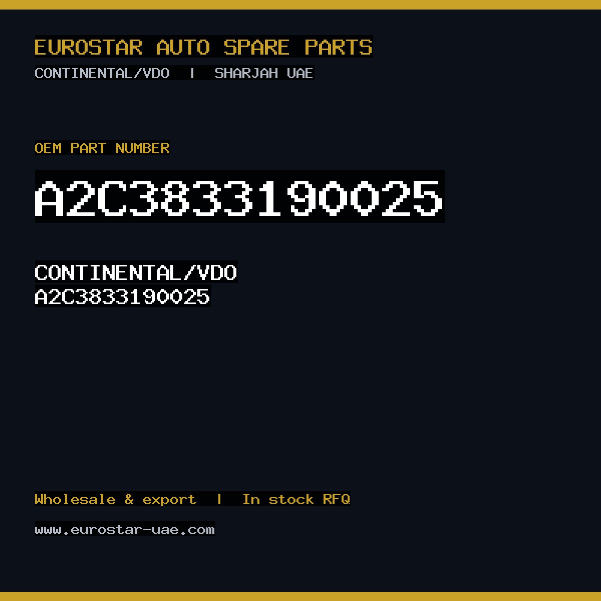 A2C3833190025 — CONTINENTAL/VDO A2C3833190025