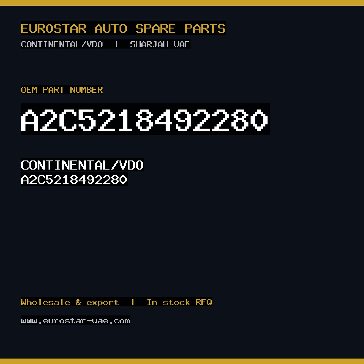 A2C5218492280 — CONTINENTAL/VDO A2C5218492280