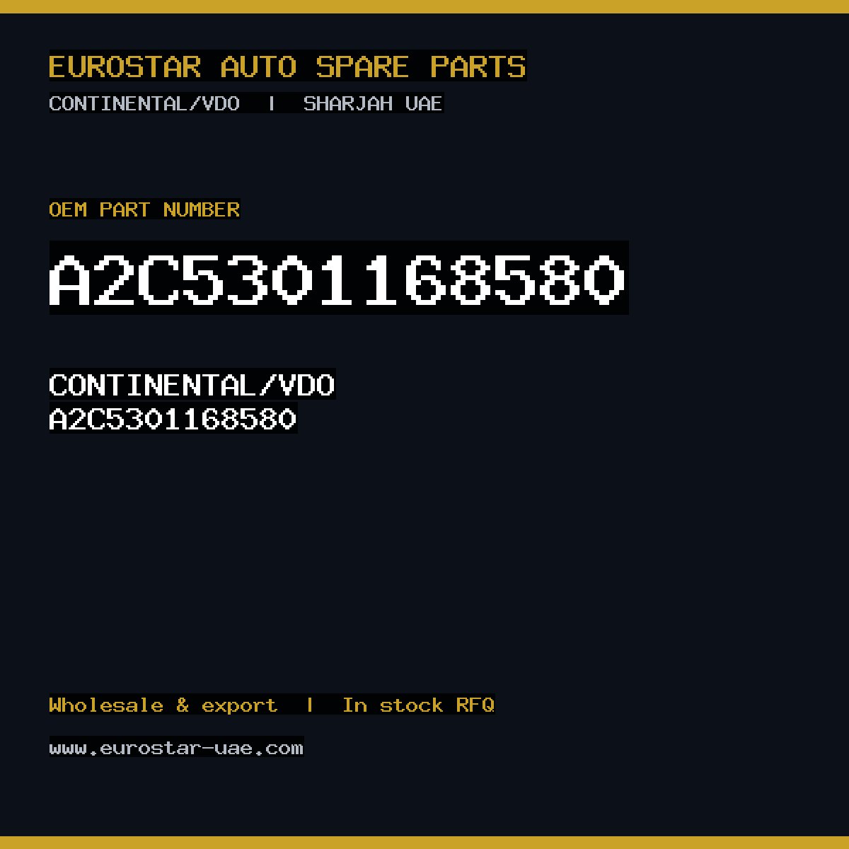 A2C5301168580 — CONTINENTAL/VDO A2C5301168580