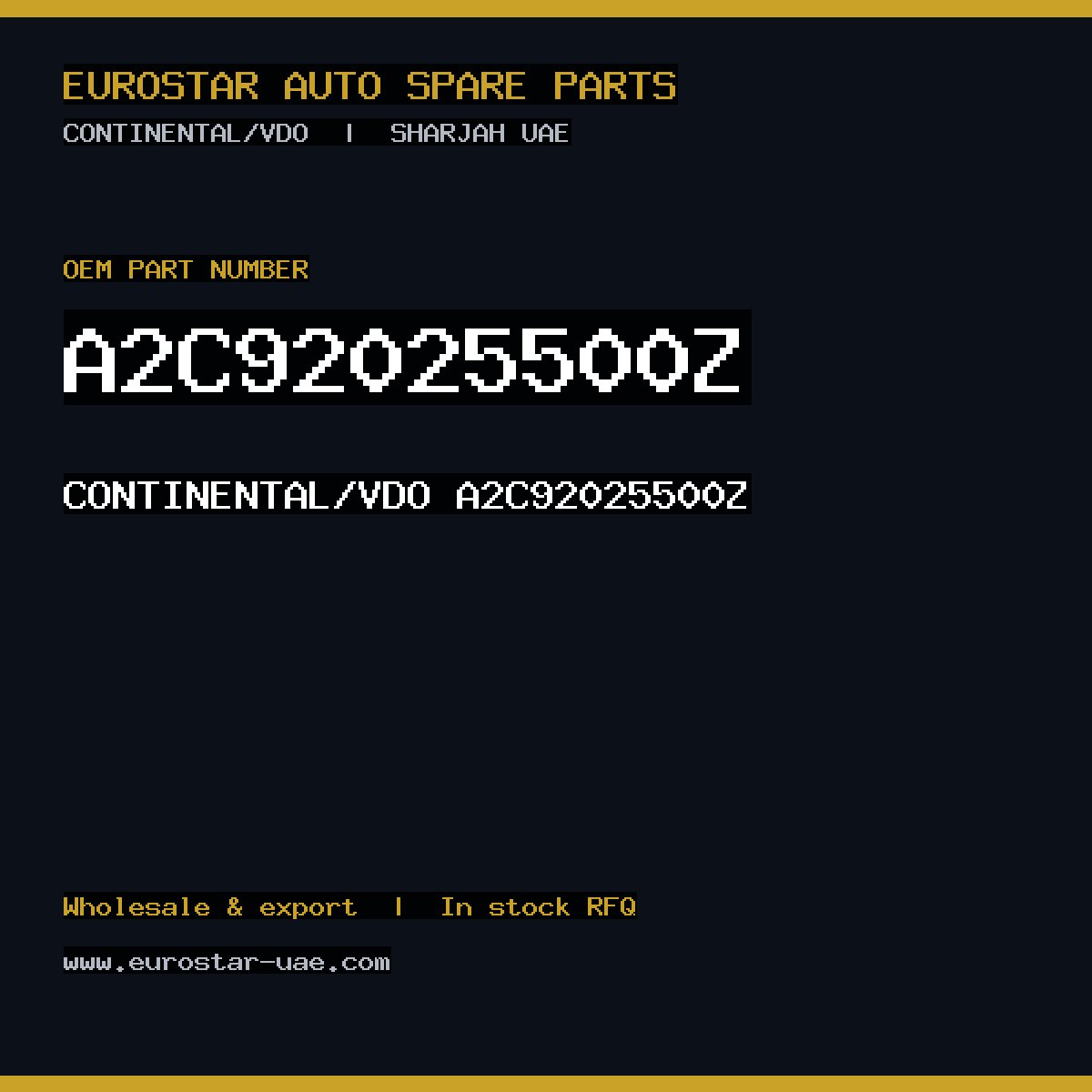 A2C92025500Z — CONTINENTAL/VDO A2C92025500Z