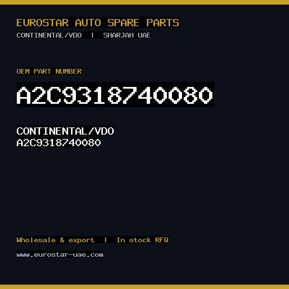 A2C9318740080 — CONTINENTAL/VDO A2C9318740080