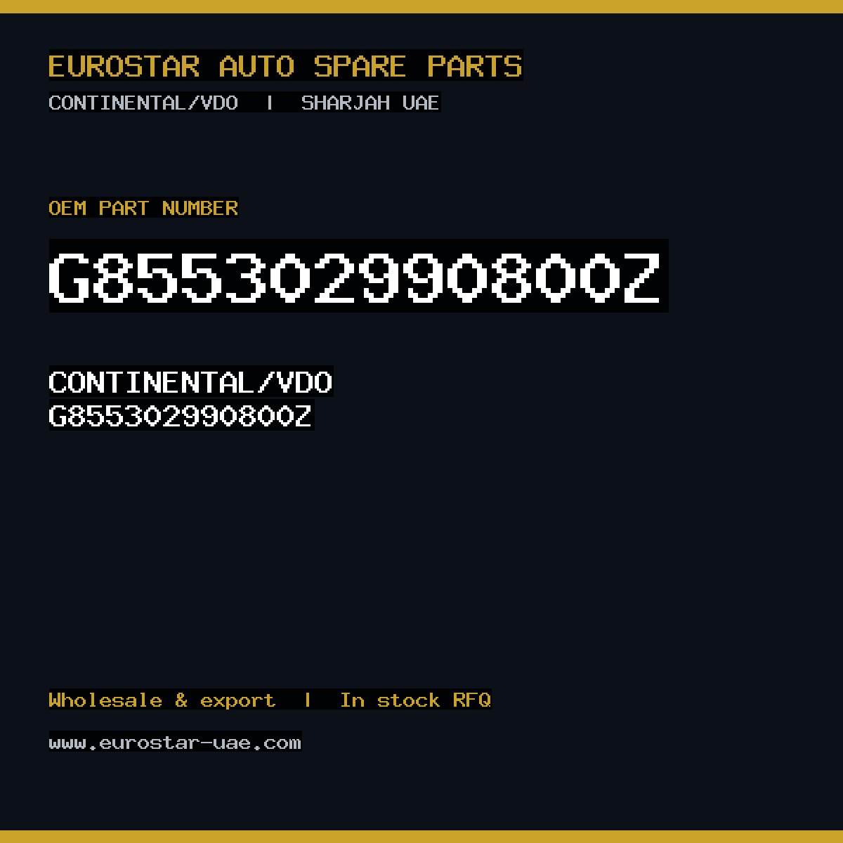 G855302990800Z — CONTINENTAL/VDO G855302990800Z