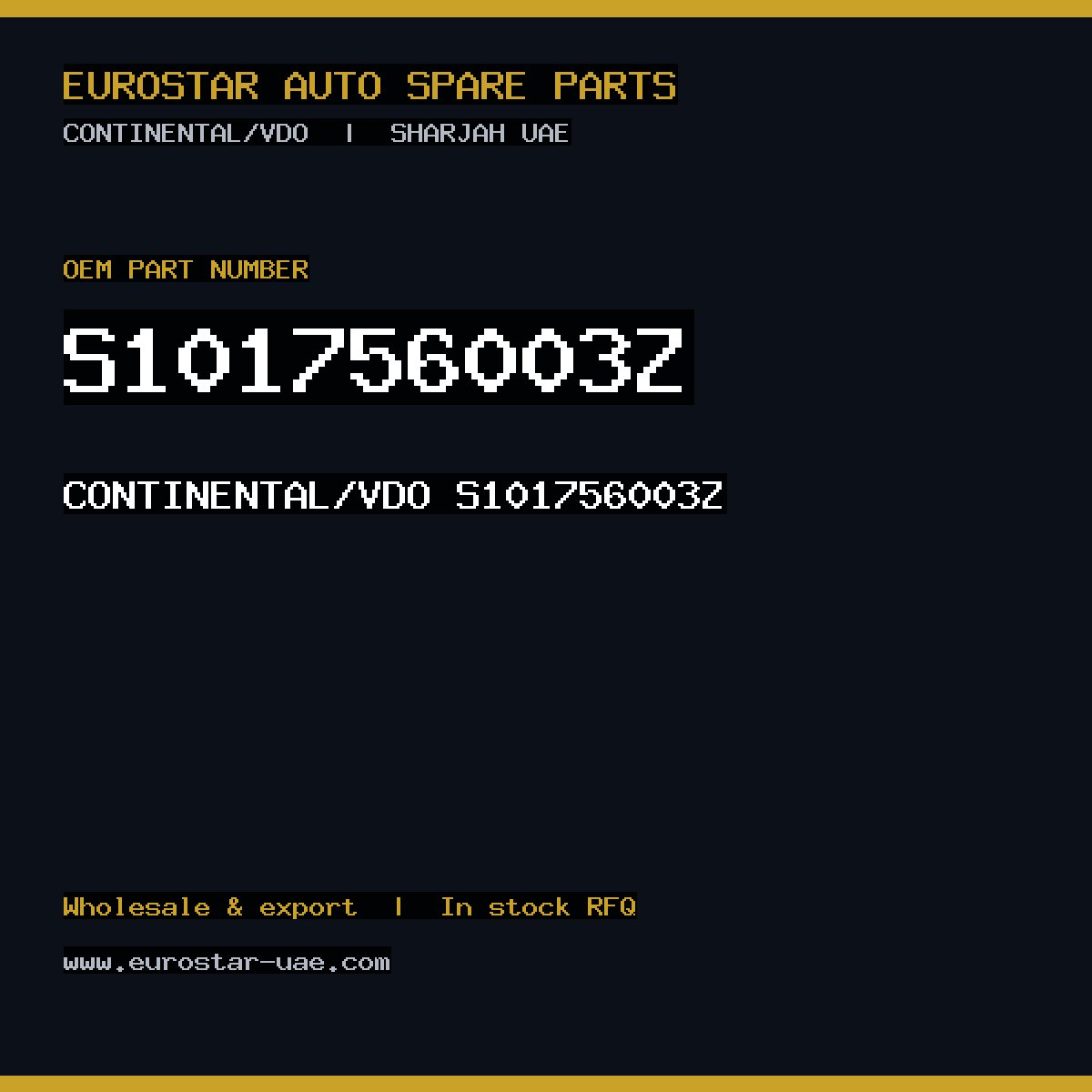 S101756003Z — CONTINENTAL/VDO S101756003Z