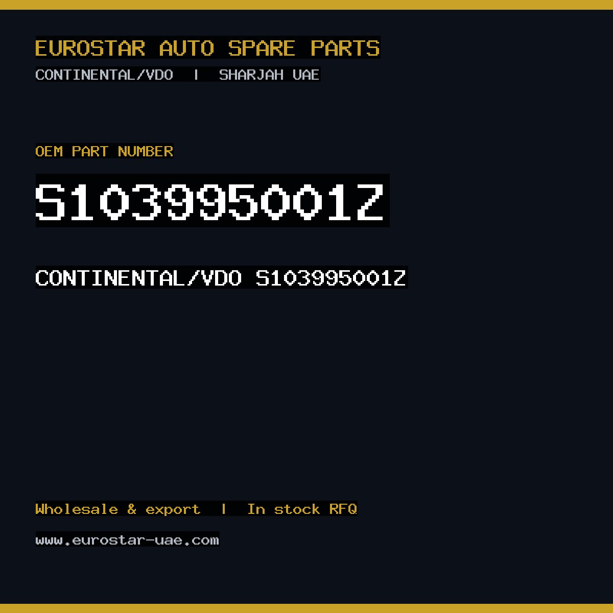 S103995001Z — CONTINENTAL/VDO S103995001Z