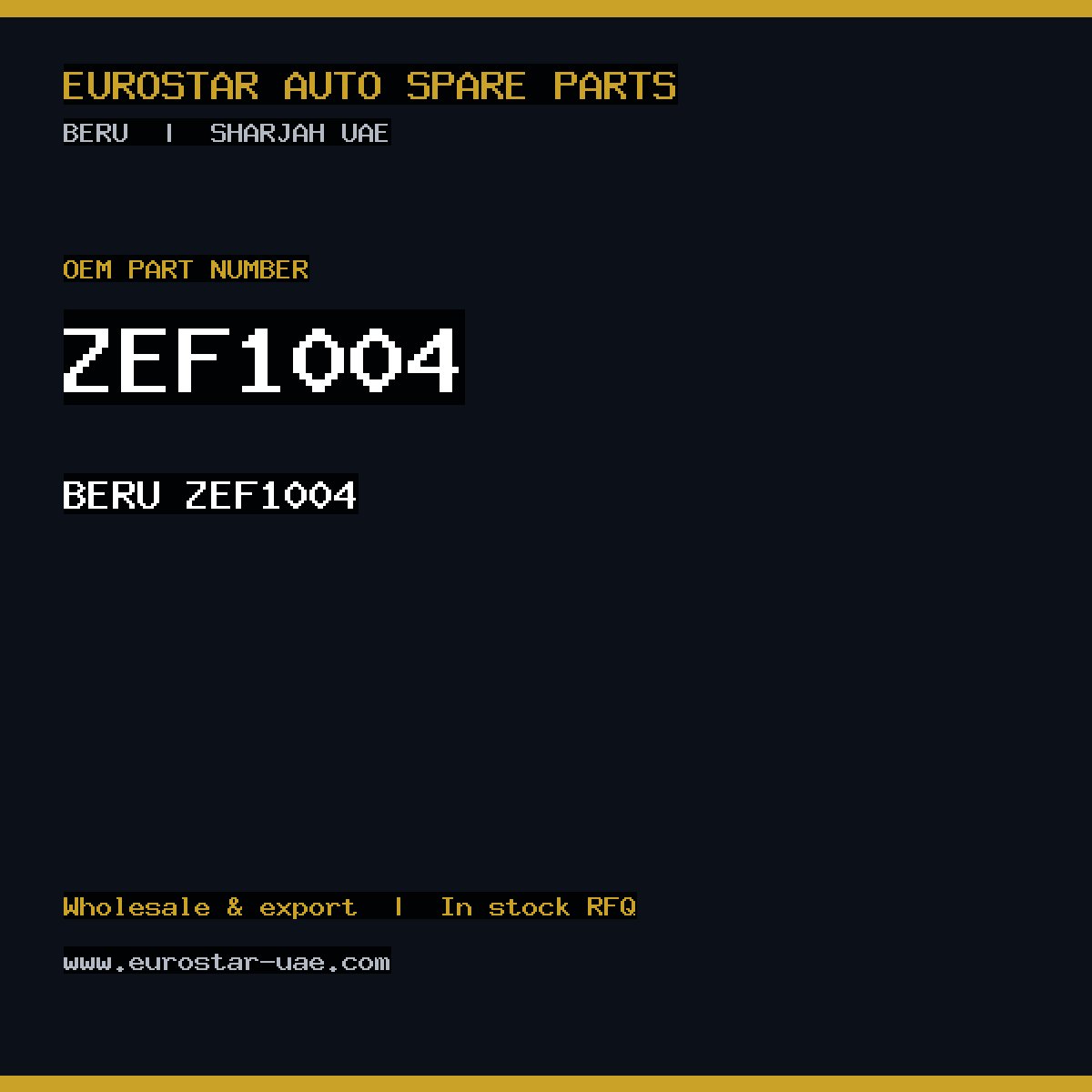 ZEF1004 — BERU ZEF1004