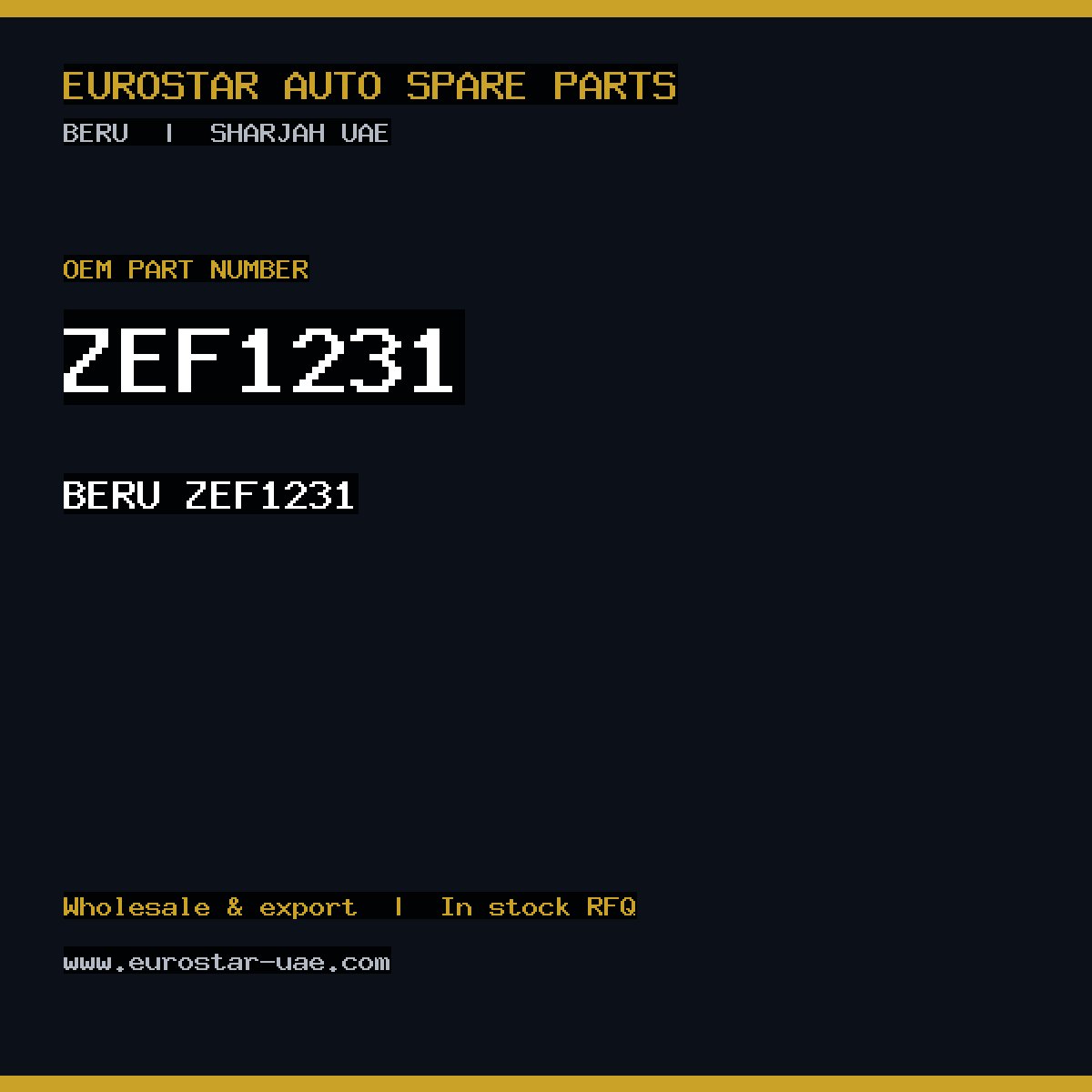 ZEF1231 — BERU ZEF1231