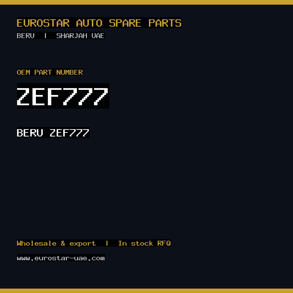 ZEF777 — BERU ZEF777